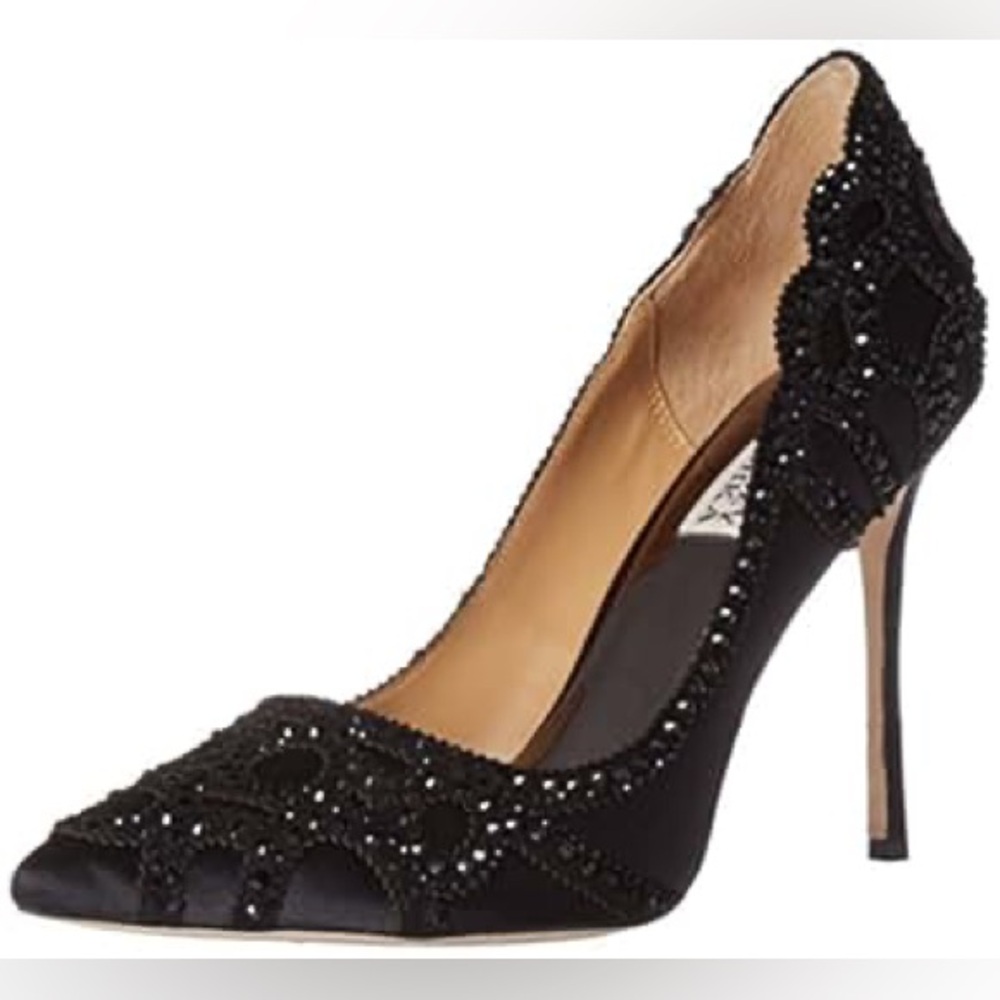 Badgley Mischka Black Beaded Heels